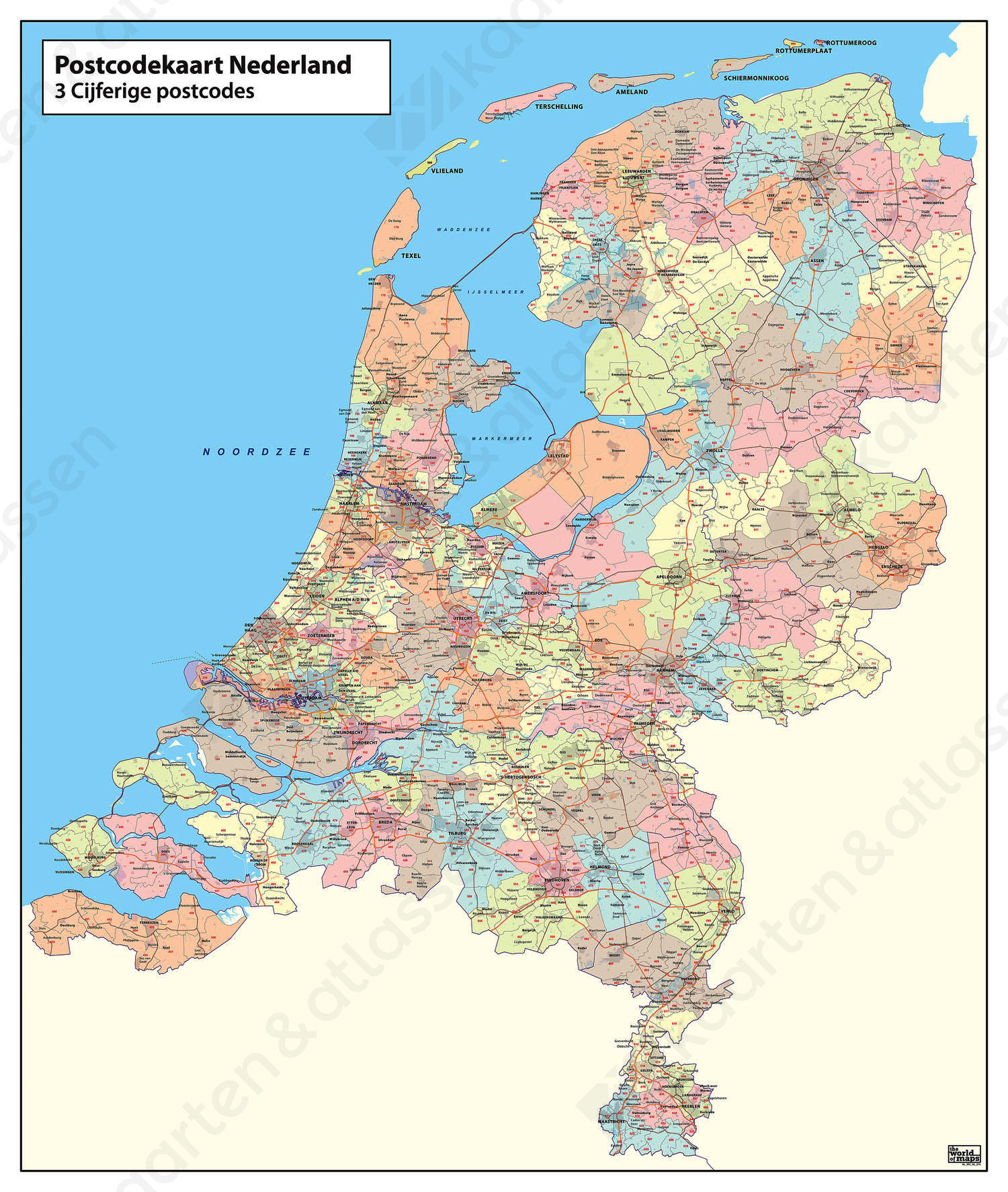 Digitale 3 Cijferige Postcodekaart Nederland 273 Kaarten En Atlassennl